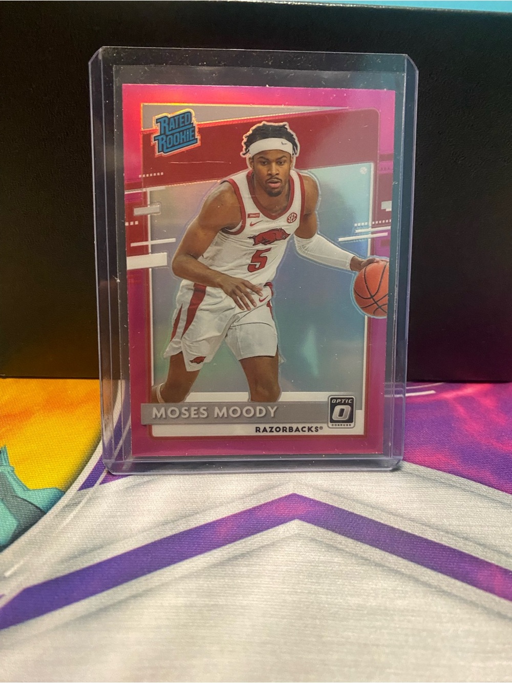 2021-22 Chronicles Moses Moody 211 Optic Rated Rookie Pink Prizm SSP Warriors